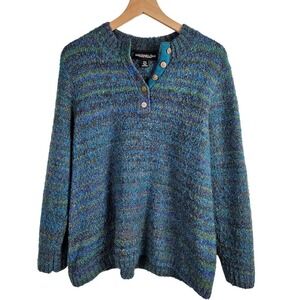 Vintage Cozy Sweater Marled Teal Blue Women's PXL Monterey‎ Bay
